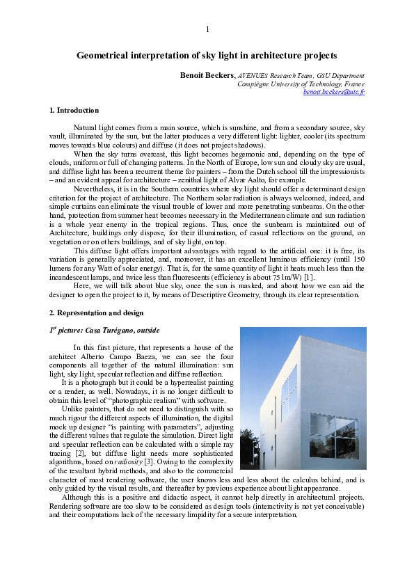 (PDF) Geometrical interpretation of sky light in architecture projects