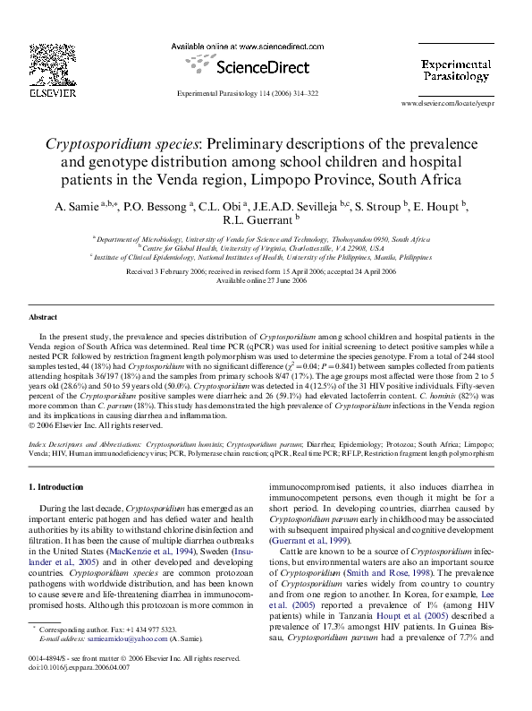 (PDF) Cryptosporidium species: Preliminary descriptions of the ...