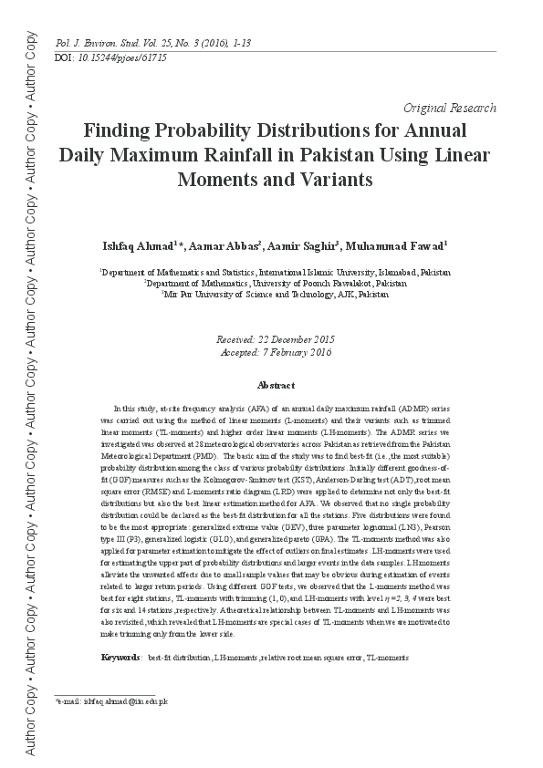 (PDF) Finding Probability Distributions for Annual Daily Maximum ...