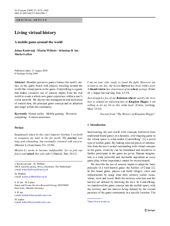 (PDF) Living virtual history Marko Luther Academia.edu