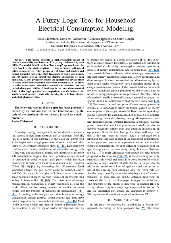 (PDF) A Fuzzy Logic tool for household electrical consumption modeling