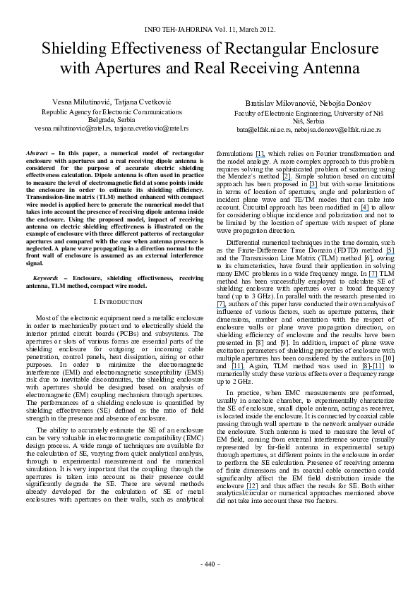 (PDF) Shielding effectiveness of a rectangular enclosure with finite ...