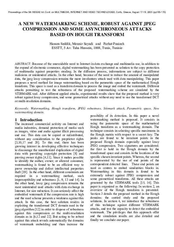 (PDF) A New Watermarking Scheme, Robust Against JPEG Compression and ...