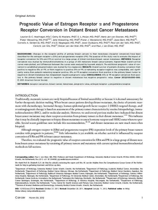 (PDF) Prognostic value of estrogen receptor α and progesterone receptor ...