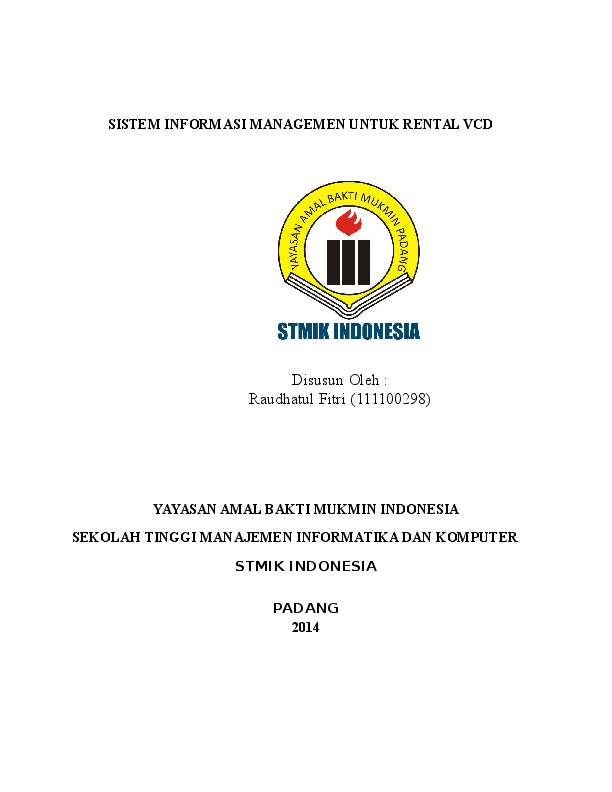 (DOC) SISTEM INFORMASI MANAGEMEN UNTUK RENTAL VCD