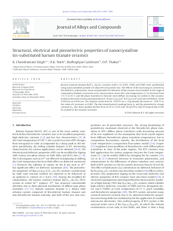 (PDF) Structural, electrical and piezoelectric properties of LiNbO3 ...