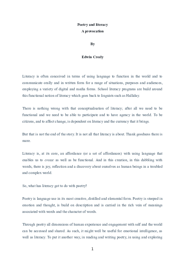 doc poetry and literacy edwin creely academia edu literacy terms