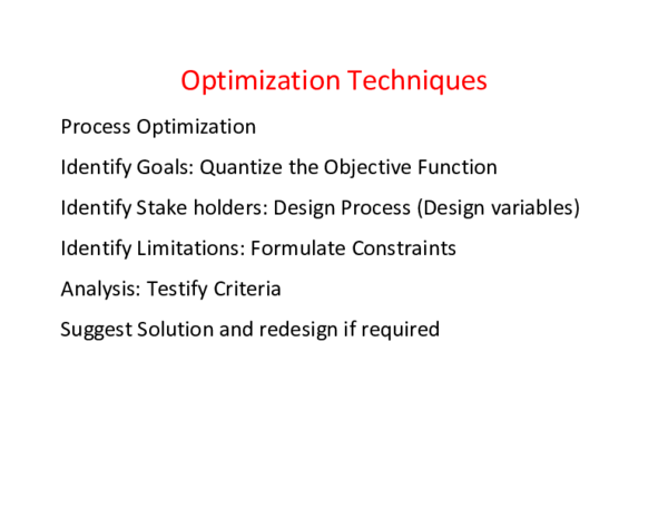 (PDF) Optimization Techniques