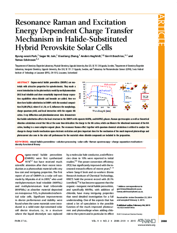 (PDF) Resonance Raman and Excitation Energy Dependent Charge Transfer ...