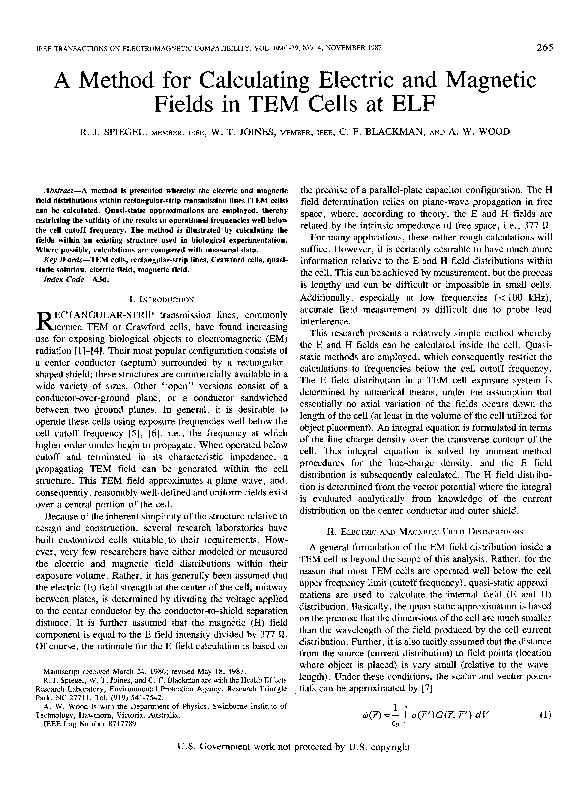 (PDF) A Method for Calculating Electric And Magnetic Fields in TEM ...