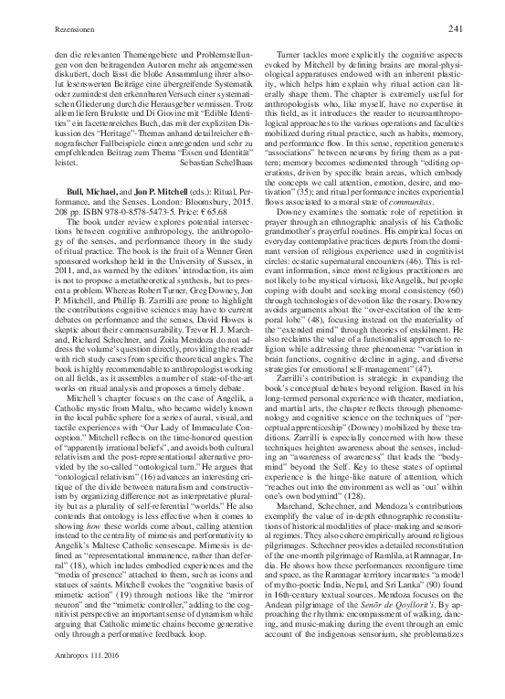 (PDF) Review of Michael Bull and Jon P. Mitchell (eds.) Ritual ...