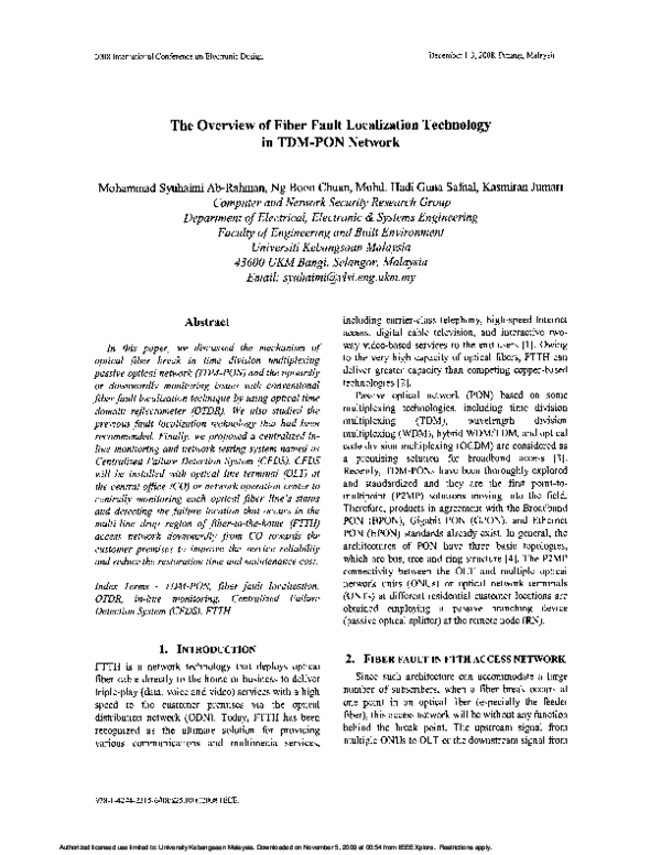 (PDF) The Overview of Fiber Fault Localization Technology in TDM-PON ...