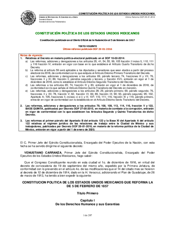 (PDF) CONSTITUCIÓN POLÍTICA DE LOS ESTADOS UNIDOS MEXICANOS ...