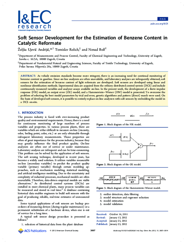 (PDF) Soft Sensor Development for the Estimation of Benzene Content in ...