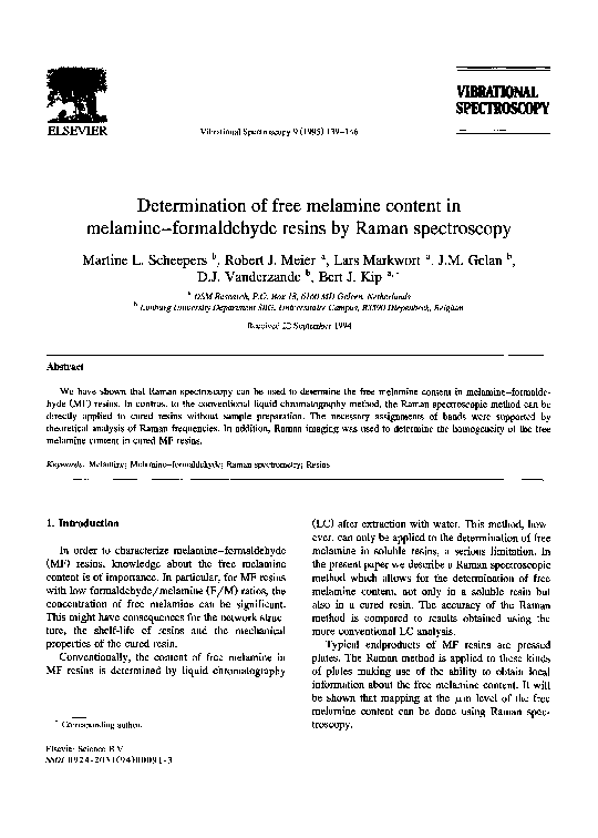 (PDF) Determination of free melamine content in melamine-formaldehyde ...