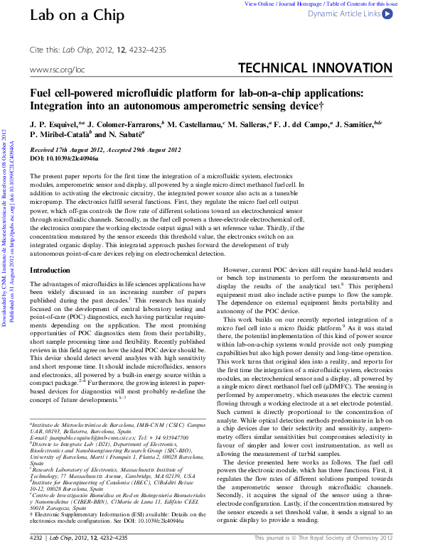 (PDF) Fuel cellpowered microfluidic platform for labona