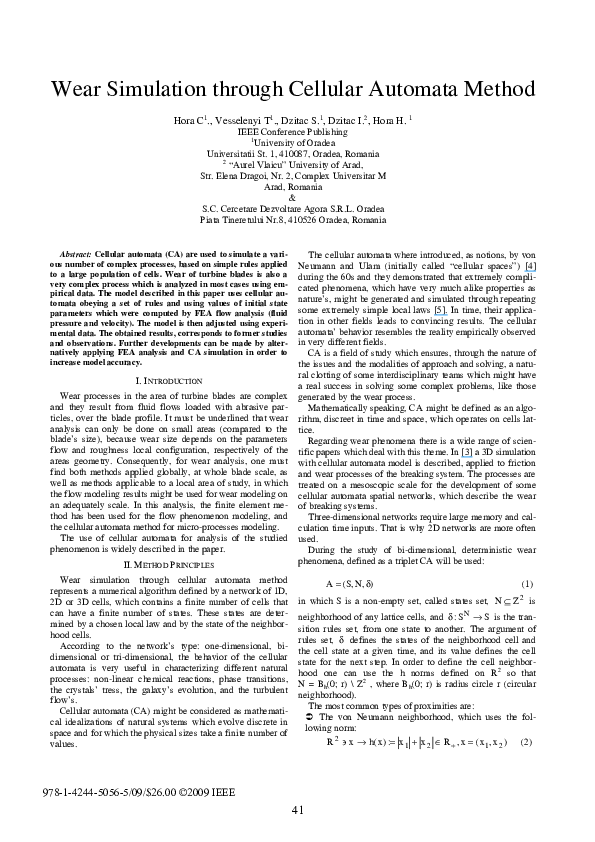 (PDF) Wear simulation through cellular automata method