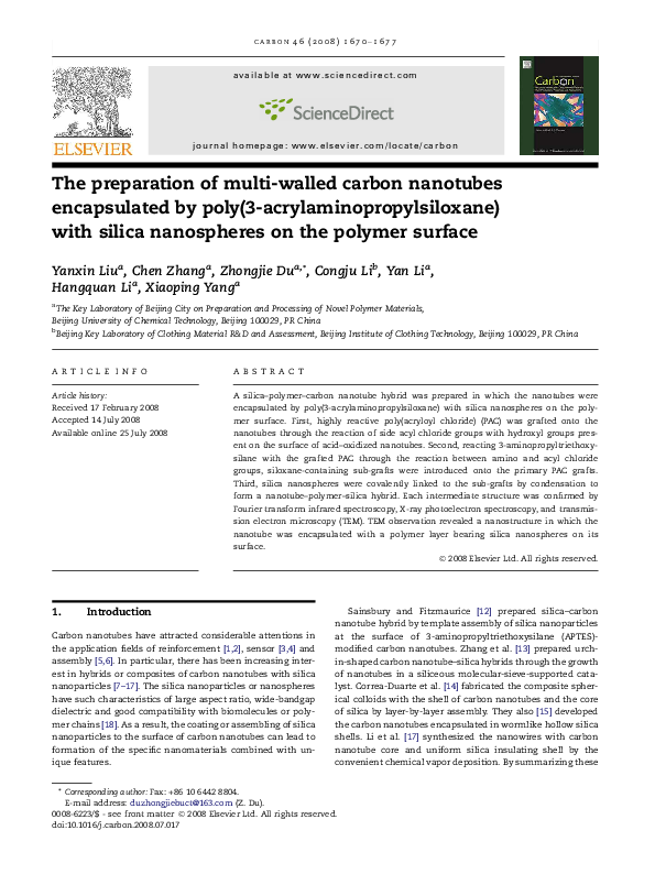 (PDF) The preparation of multi-walled carbon nanotubes encapsulated by ...