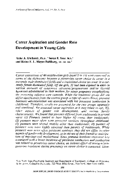 (PDF) Career aspiration and gender role development in young girls