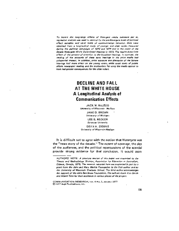 (PDF) Decline and Fall At the White House: A Longitudinal Analysis of ...