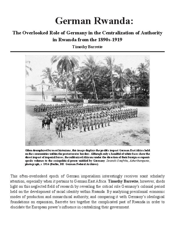 (PDF) German Rwanda The Overlooked Role of Germany in the