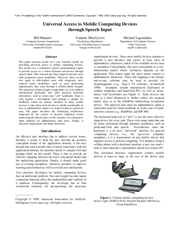 (PDF) Universal Access to Mobile Computing Devices through Speech Input