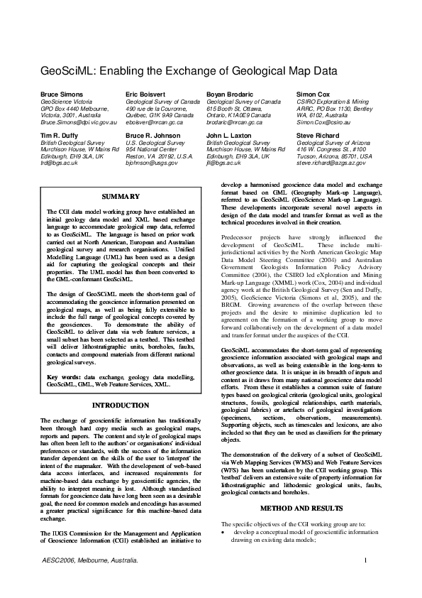 (PDF) GeoSciML: Enabling the Exchange of Geological Map Data