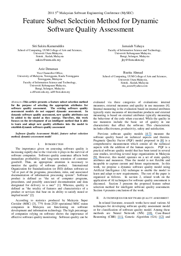 (PDF) Feature subset selection method for dynamic software quality ...