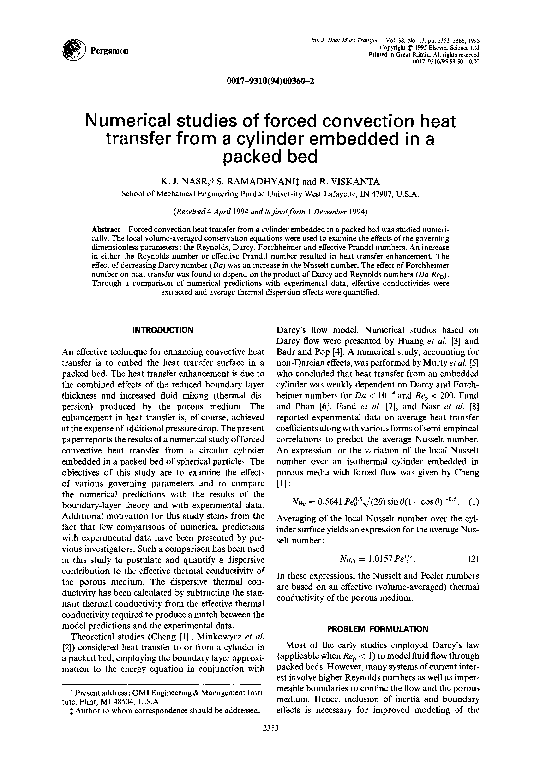 (PDF) Numerical studies of forced convection heat transfer from a ...