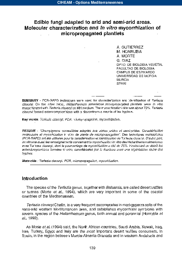(PDF) Molecular Phylogeny of the Mycorrhizal Desert Truffles (Terfezia