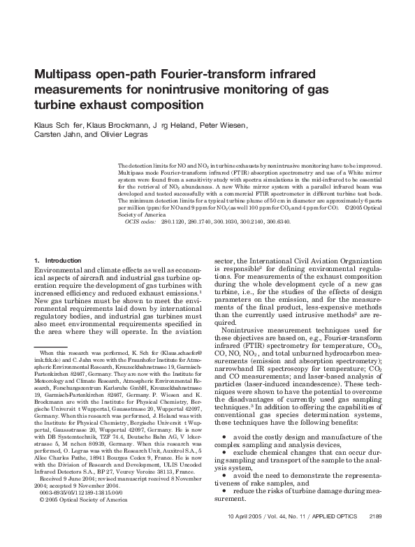 (PDF) Multipass open-path Fourier-transform infrared measurements for ...