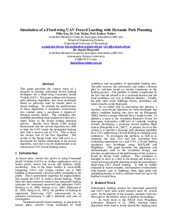 (PDF) Simulation of a Fixed-wing UAV Forced Landing with Dynamic Path ...