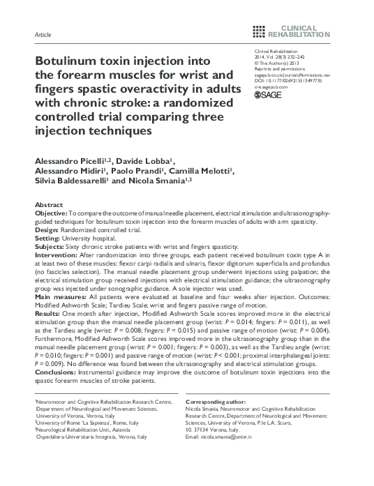 (PDF) Botulinum toxin injection into the forearm muscles for wrist and ...