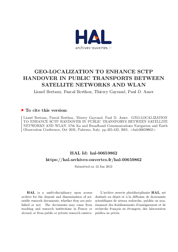 (PDF) Geo-Localization to Enhance SCTP Handover in Public Transports ...