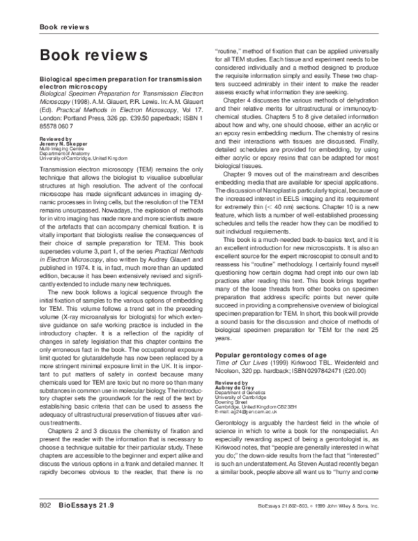 Pdf Biological Specimen Preparation For Transmission Electron Microscopy