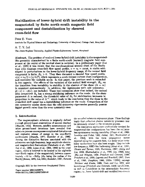 (PDF) Stabilization of lower-hybrid drift instability in the ...