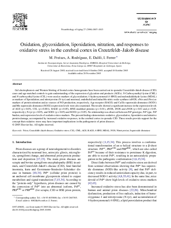 (PDF) Oxidation, glycoxidation, lipoxidation, nitration, and responses ...