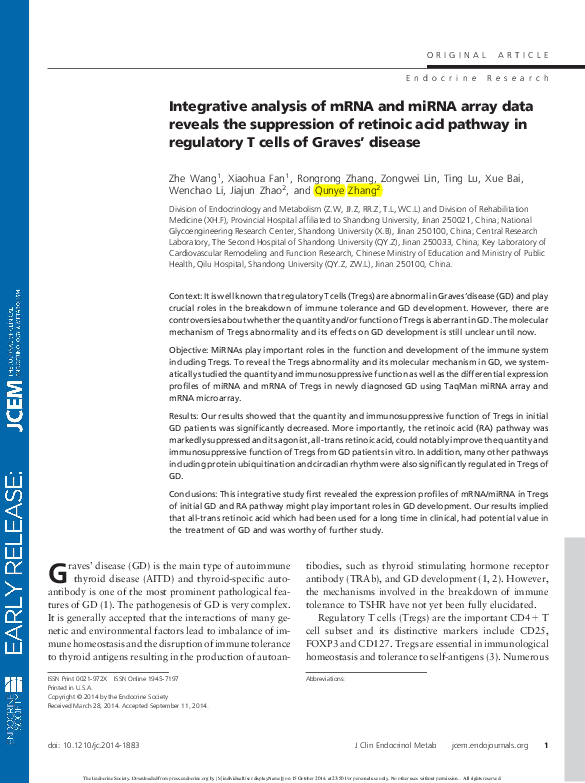 (PDF) Integrative analysis of mRNA and miRNA array data reveals the ...