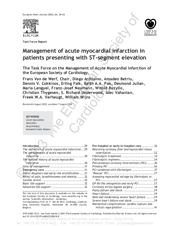 (PDF) Management of acute myocardial infarction in patients presenting ...