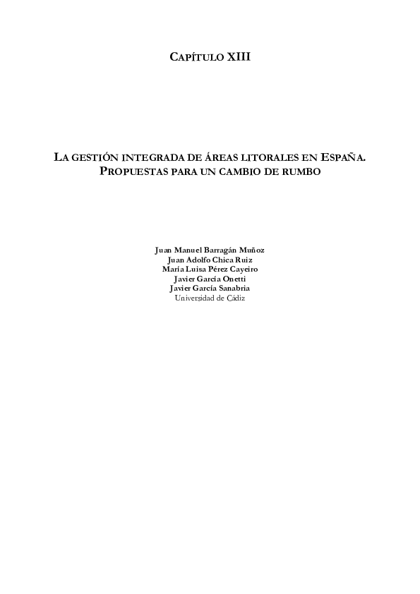 (PDF) La Gestión Integrada De Áreas Litorales en España. Propuestas