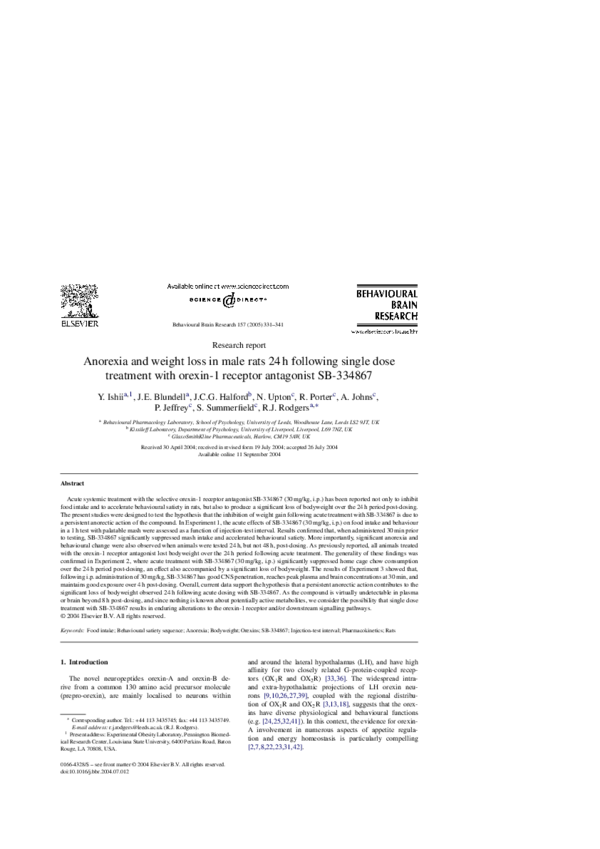 (PDF) Anorexia and weight loss in male rats 24h following single dose
