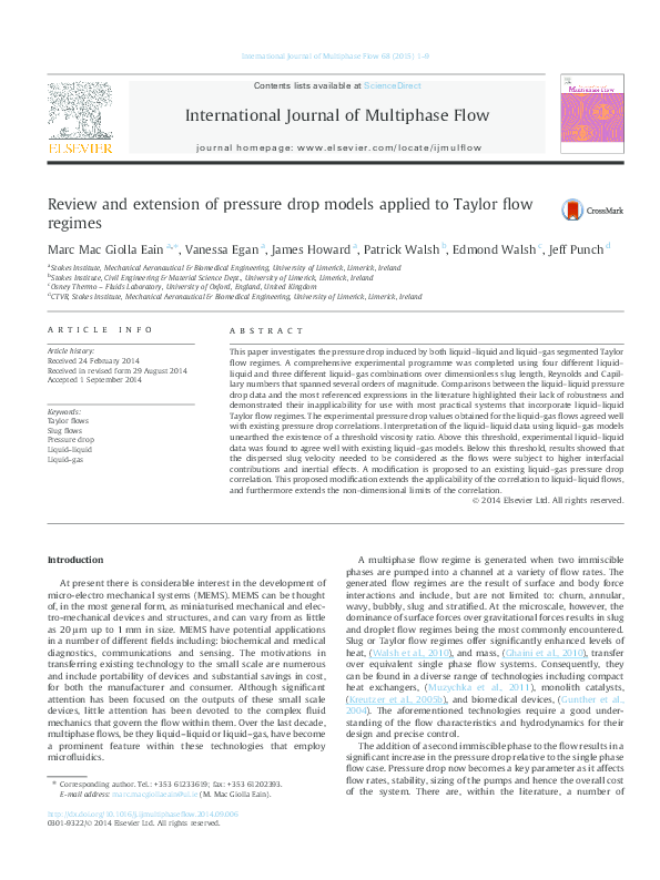 (PDF) Review and extension of pressure drop models applied to Taylor ...
