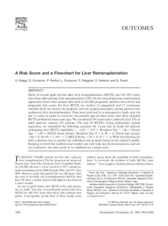 (PDF) A Risk Score and a Flowchart for Liver Retransplantation