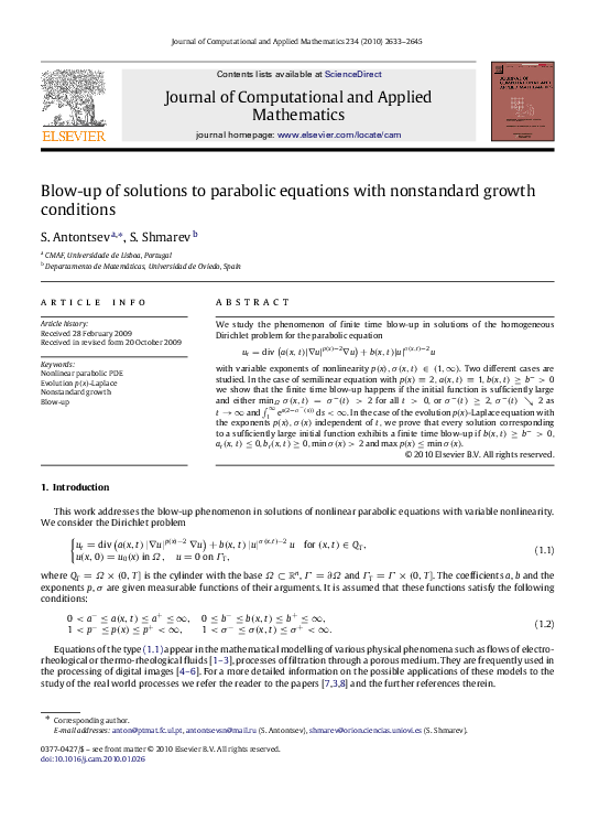 (PDF) Blow-up of solutions to parabolic equations with nonstandard ...
