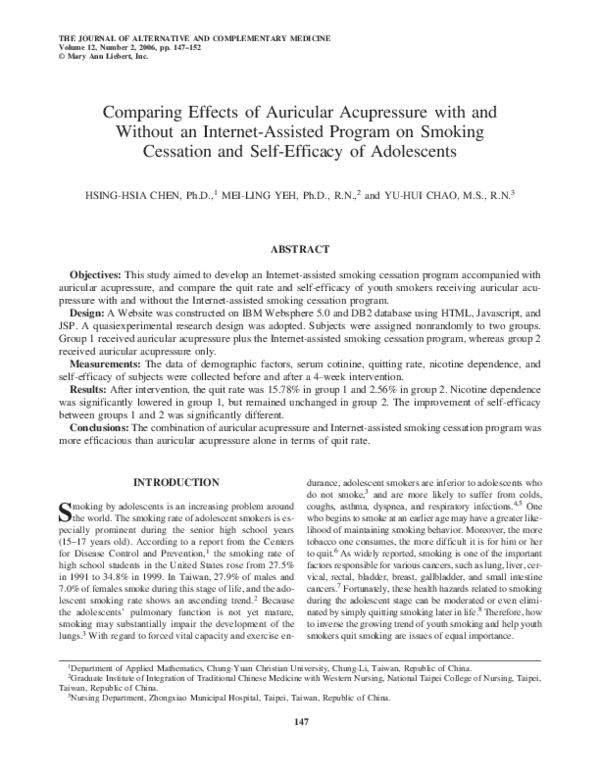 (PDF) Comparing Effects of Auricular Acupressure with and Without an ...