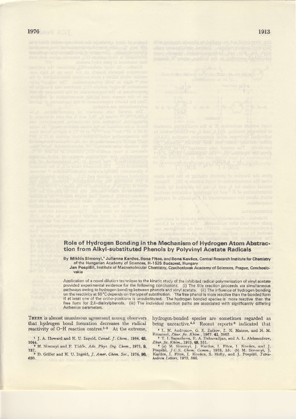(PDF) Role of hydrogen bonding in the mechanism of hydrogen atom