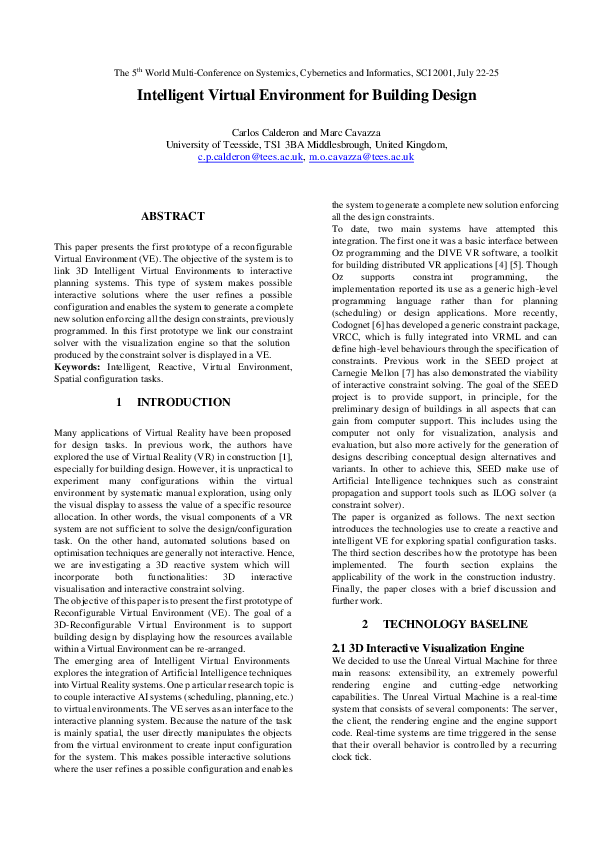 (PDF) Reactive Virtual Environments in Building Design