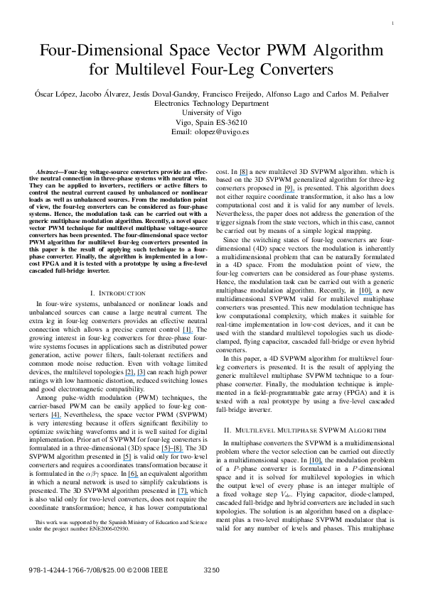(PDF) Four-dimensional space vector PWM algorithm for multilevel four ...