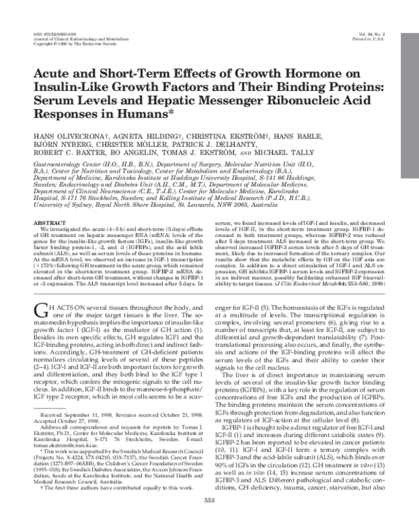 (PDF) Acute and Short-Term Effects of Growth Hormone on Insulin-Like ...