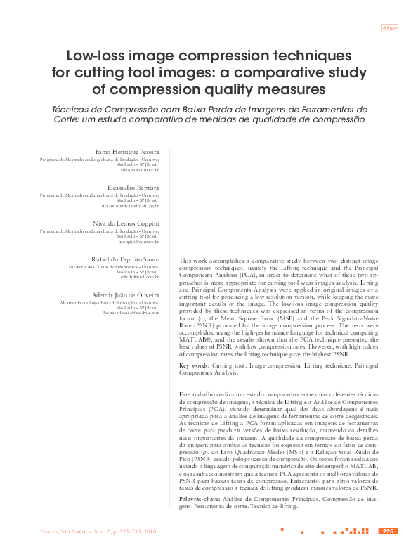 (PDF) Lowloss image compression techniques for cutting tool images a